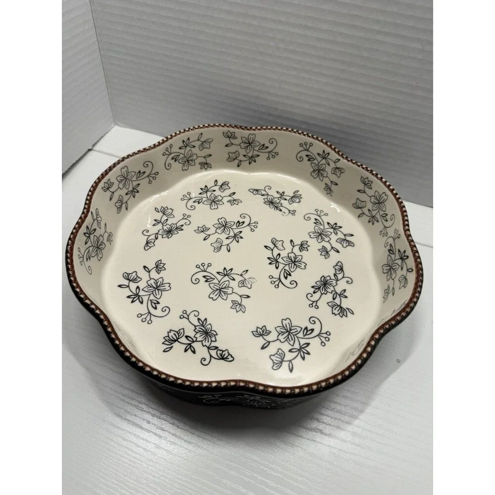 Temptations Floral Lace Black Baking Dish 10